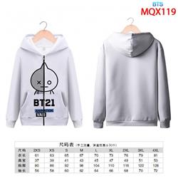 BTS Full color zipper hooded Patch pocket Coat Hoodie 