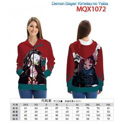 Demon Slayer Kimets Full color zipper hooded Patch pocket Coat Hoodie 