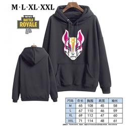 Fortnite-10 Black Printed hooded and velvet padded sweater M L XL XXL