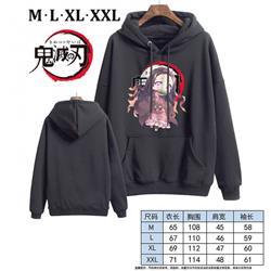 Demon Slayer Kimets-11 Black Printed hooded and velvet padded sweater M L XL XXL