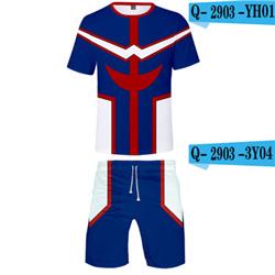 my hero academia anime 3D tshirt shorts sets 2xs to 4xl