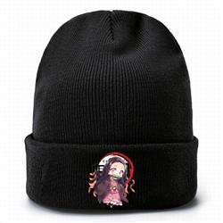 Demon Slayer Kimets-9 Black Thicken Knitting Hat Head circumference (bouncy）