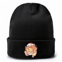 Demon Slayer Kimets-7 Black Thicken Knitting Hat Head circumference (bouncy）