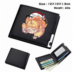 Demon Slayer Kimets-03 Black short folding leather wallet 12X10X1.5CM