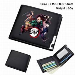 Demon Slayer Kimets-13 Black short folding leather wallet 12X10X1.5CM