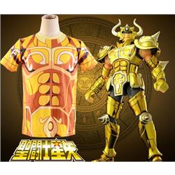 Saint Seiya Gold Saint Aldebaran Taurus Golden Cloth Summer T-shirt Anime Cosplay Costume  Chest 95-105 shoulder 43-48 cm length 71 cm