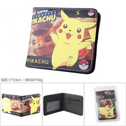 Pikachu Full color PU silk screen two fold short card holder wallet