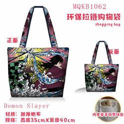 Demon Slayer Kimets Full color green zipper shopping bag shoulder bag MQKB1062-1