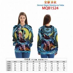 Demon Slayer Kimets Full color zipper hooded Patch pocket Coat Hoodie 9 sizes from XXS to 4XL MQB1524