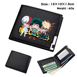 my hero academia Black short folding leather wallet