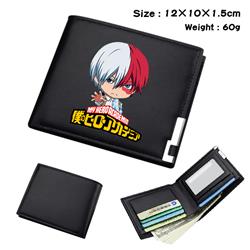 my hero academia Black short folding leather wallet