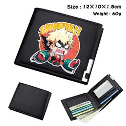 my hero academia Black short folding leather wallet