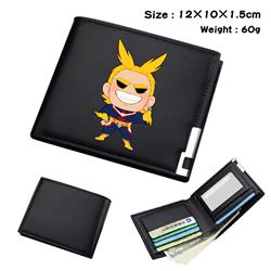 my hero academia Black short folding leather wallet