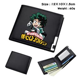 my hero academia Black short folding leather wallet