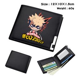 my hero academia Black short folding leather wallet