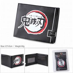 Demon Slayer Kimets PU full color silk screen two fold short card bag wallet purse 12X9.5CM 60G