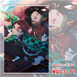 Demon Slayer Kimets White Plastic rod Cloth painting Wall Scroll 60X90CM MQG3197