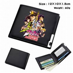 JoJos Bizarre Adventure-040 Black Anime Short Folding Leather Wallet 12X10X1.5CM 60G