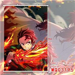 Demon Slayer Kimets White Plastic rod Cloth painting Wall Scroll 60X90CM MQG3195