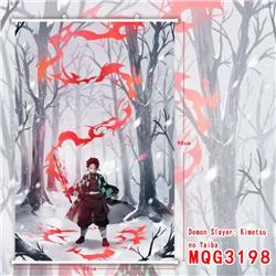 Demon Slayer Kimets White Plastic rod Cloth painting Wall Scroll 60X90CM MQG3198
