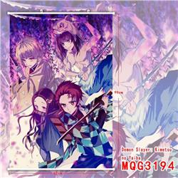 Demon Slayer Kimets White Plastic rod Cloth painting Wall Scroll 60X90CM MQG3194