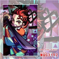 Demon Slayer Kimets White Plastic rod Cloth painting Wall Scroll 60X90CM MQG3192