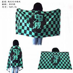 Demon Slayer Kimets Kamado Tanjirou Full Color COS Kimono Flannel Cape Coat 1X1.7M