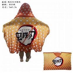 Demon Slayer Kimets Agatsuma Zenitsu Full Color COS Kimono Flannel Cape Coat 1X1.7M
