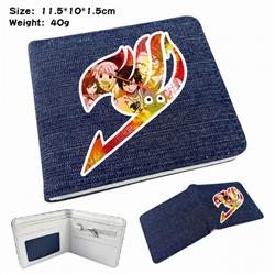 Fairy Tail Digital printed denim bi-fold wallet 11.5X10X1.5CM 40G