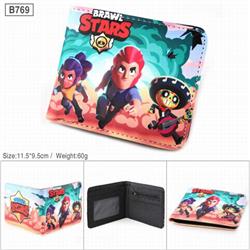 Brawl Stars-B769 Full color PU twill two fold short wallet 11.5X9.5CM 60G