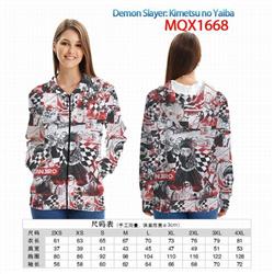Demon Slayer Kimets Full color zipper hooded Patch pocket Coat Hoodie 9 sizes from XXS to 4XL MQX 1668