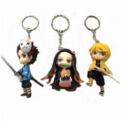 Demon Slayer Kimets a set of three Bagged Figure Keychain pendant