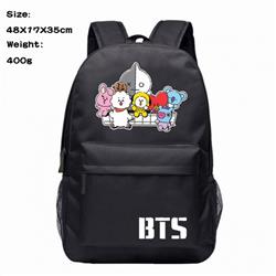 BTS Anime 600D Canvas Backpack Waterproof School Bag 48X17X35CM 400G