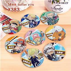 One Piece a set of 8 models Tinplate coated badge 6CM X383
