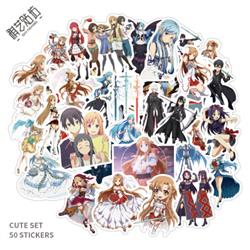 sword art online anime waterproof stickers set(50pcs a set) price for 5 set