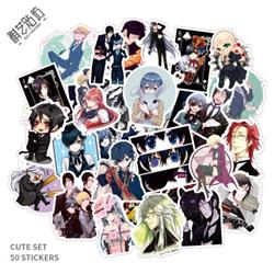 kuroshisuji anime waterproof stickers set(50pcs a set) price for 5 set