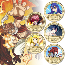 fairy tail anime Commemorative Coin Collect Badge Lucky Coin Decision Coin a set of 5