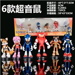 Sonic anime figure for 6pcs/set 8cm