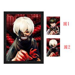 tokyo ghoul anime 3d poster painting with frame 29.5*39.5cm