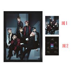 BTS anime 3d poster painting with frame 29.5*39.5cm