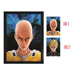 one punch man anime 3d poster painting with frame  29.5*39.5cm