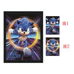 Sonic anime 3d poster painting with frame  29.5*39.5cm