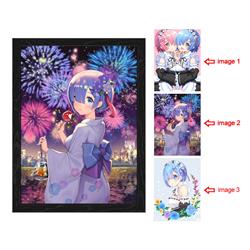 Re:Zero kara Hajimeru Isekatsu anime 3d poster painting with frame 29.5*39.5cm