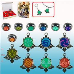 Genshin Impact Noelle anime necklace+ring set