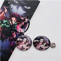 demon slayer kimets anime necklace+brooch