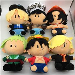One piece anime plush Toy，price for a set ofr 6 pcs,25cm