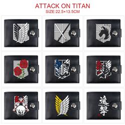 Attack on Titan anime two fold short card bag wallet purse 22.5*13.5cm