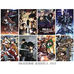 Attack On Titan anime poster price for a set of 8 pcs