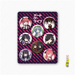 Date A Live anime badge 32mm 8 pcs a set