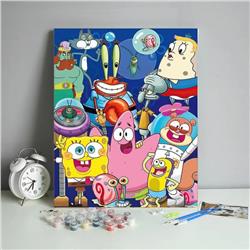 Spongbob anime DIY digital oil painting with frame(boxed)40*50cm